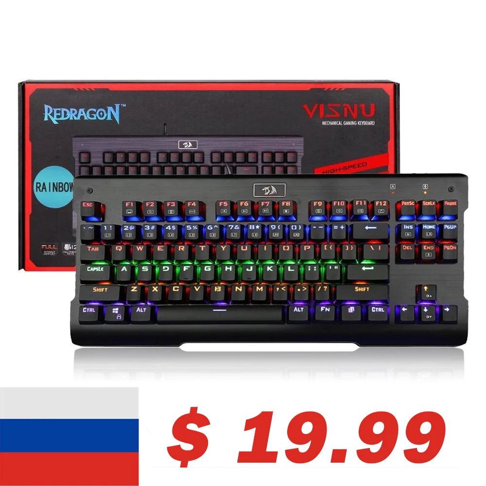 Redragon K561 87 Ключи anti ореолы синий переключатели Радужная подсветка