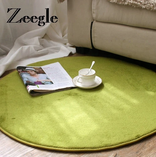 

Zeegle Round Thick Coral Fleece Carpet For Living Room Home Bedroom Rugs Children Play Floor Mat Area Rug Christmas Decoration