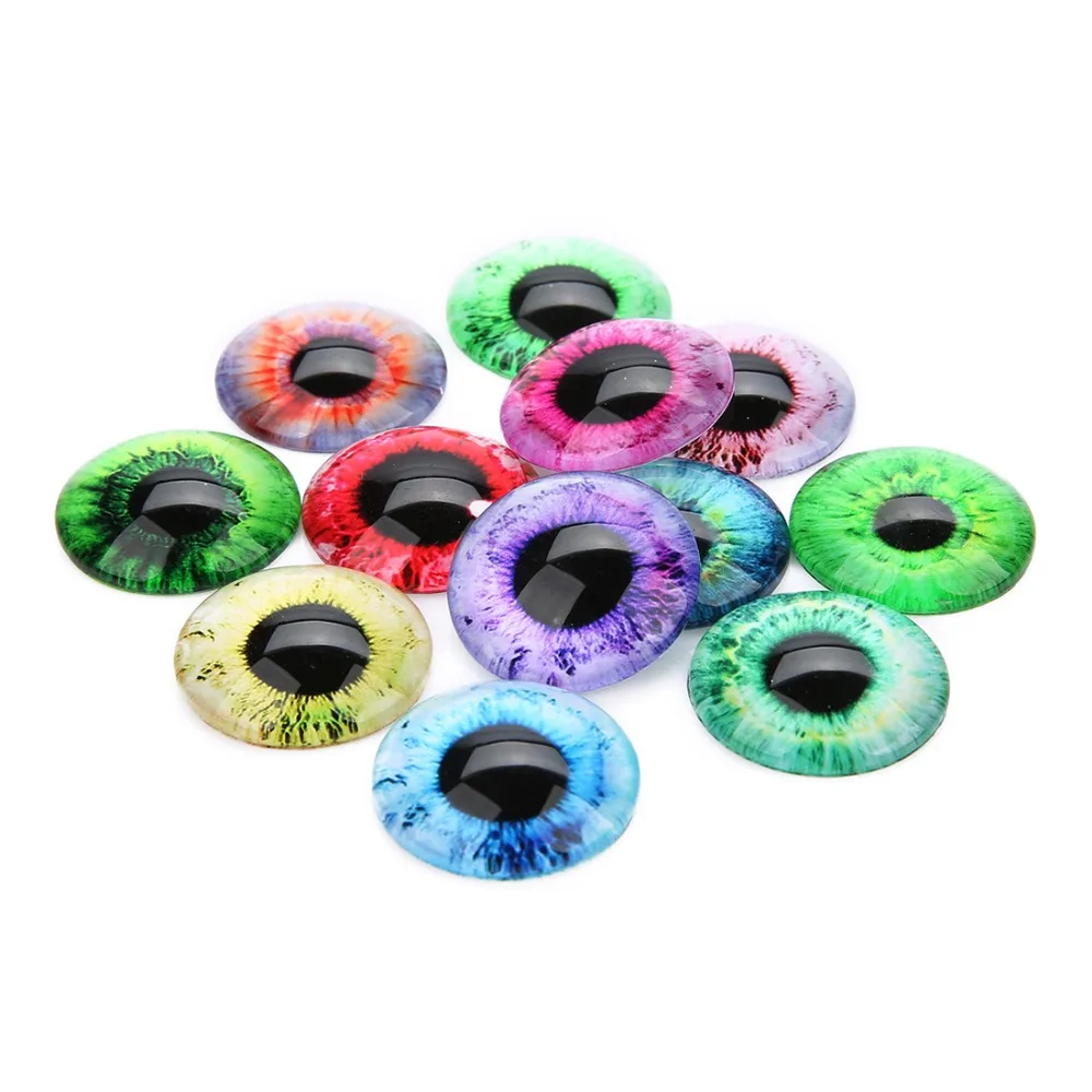 20 мм Случайные Смешанные стильные круглые стеклянные кабошоны глаза дракона с