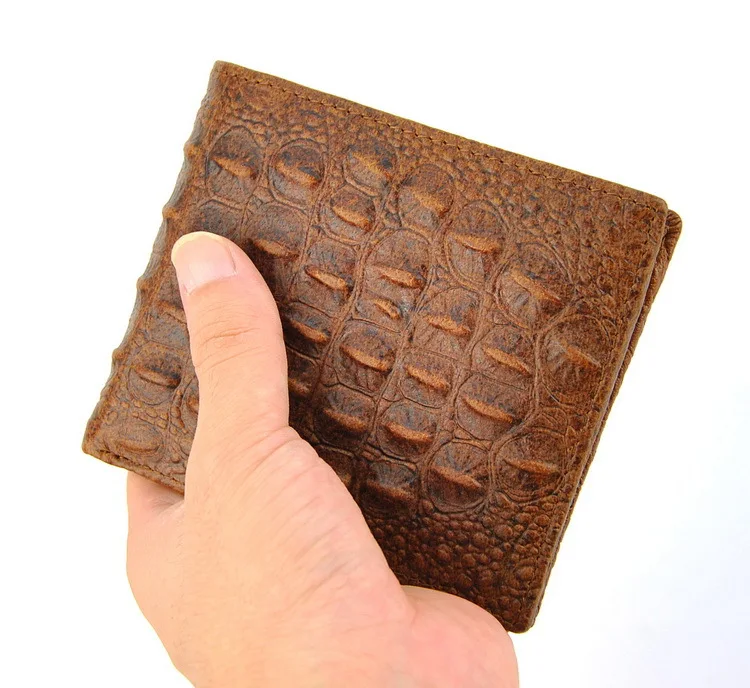 Мужской винтажный короткий бумажник из натуральной кожи классический