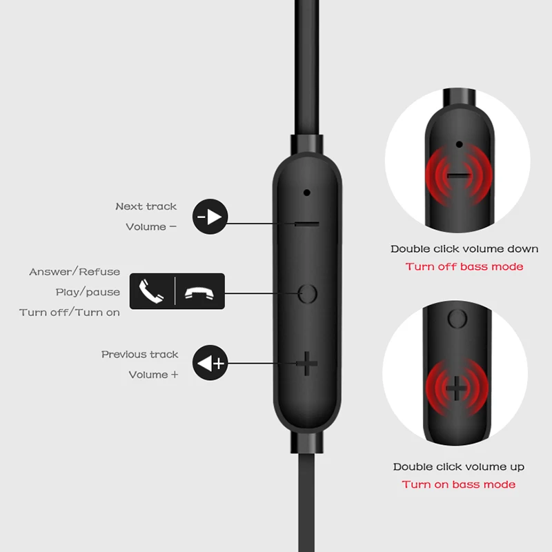 Наушники H8 Bluetooth, беспроводные магнитные наушники с шейным ободом, гарнитура с микрофоном для спорта (art.: 7af770403) - 7af770403