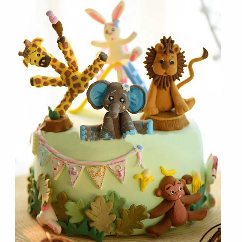 Новинка 1 шт. 3D льва жирафа кролик слон животное Форма Fondant (сахарная) пресс форма