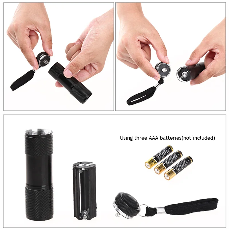 УФ 9LED детектор денег Скорпиона Охотник искатель ультра фиолетовый черный