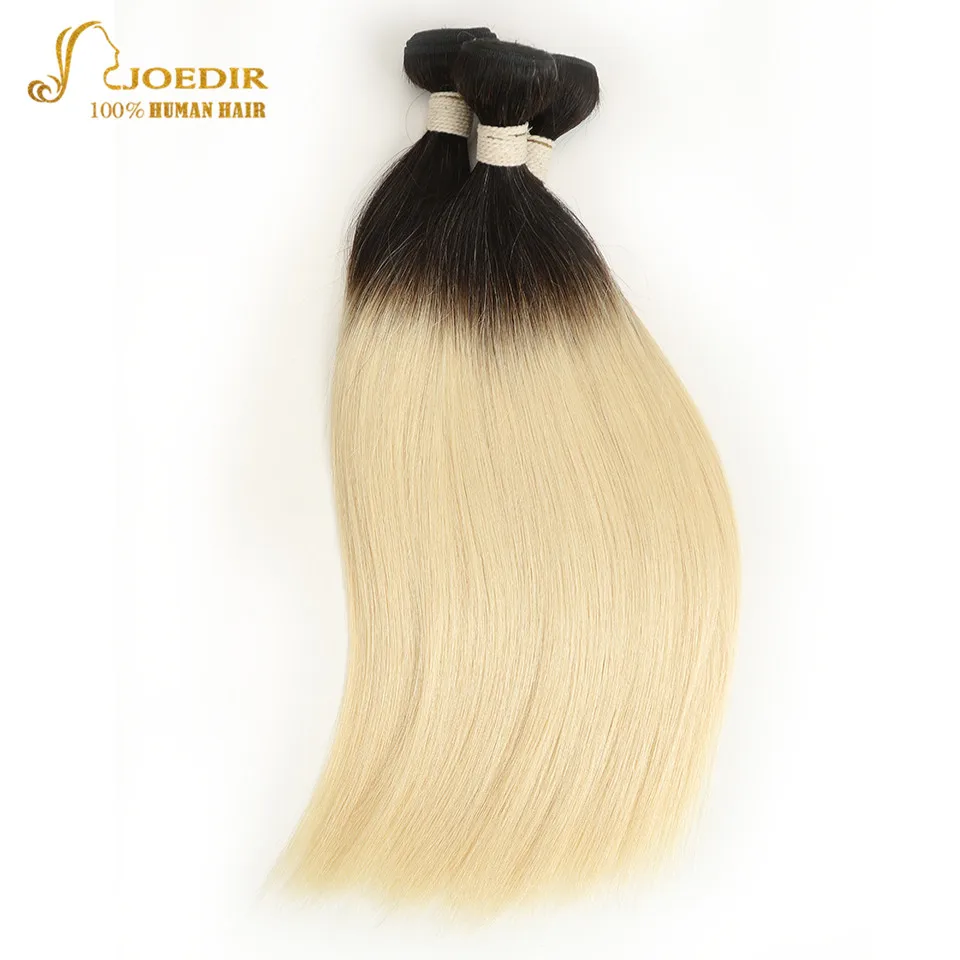 

Joedir Pre-Colored Brazilian Remy Hair Straight Human Hair Weave Bundle Deal T1B 613 Lightest Blonde 30 inch Ombre Hair Bundles