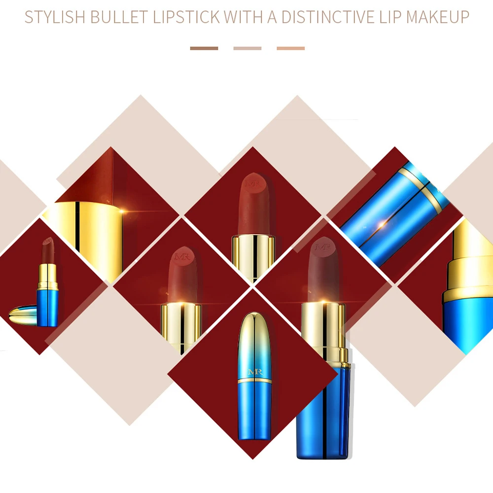 Музыка Роза бренд матовая помада макияж роскошный синий золотой 24 цвета