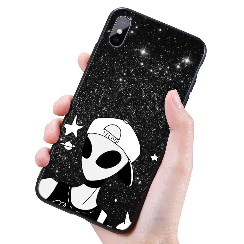 013 Силиконовый черный чехол для iPhone 11 Pro XR X XS MAX 7 8 6 6S Plus 5 5S SE 5C 7Plus 8Plus телефон Alien Believe UFO ET cute - Цвет: 013