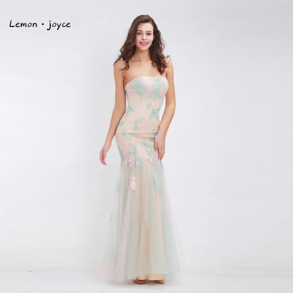 Выпускные платья Длинные для девочек в цветочек 2019 аппликации с камнем без