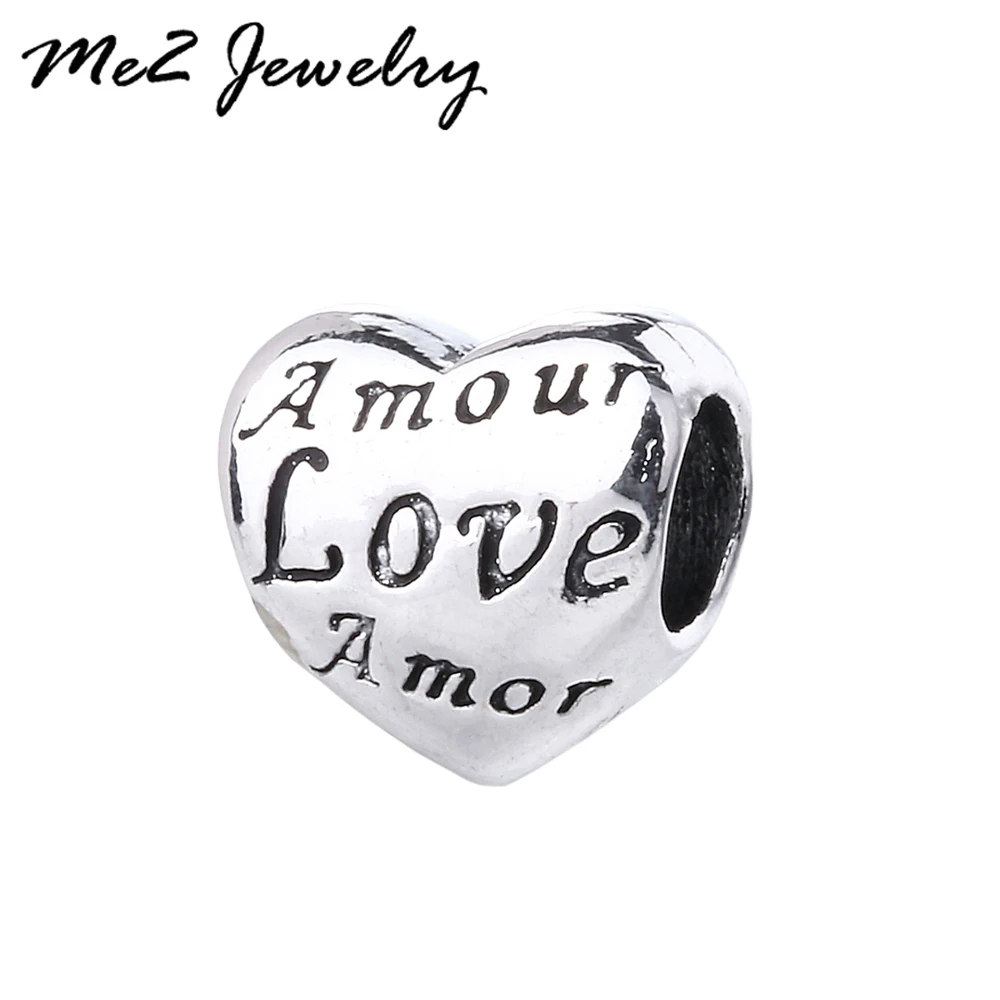 Оптовая продажа 2017 серебряные браслеты с сердечком Love Amor европейские сделай сам