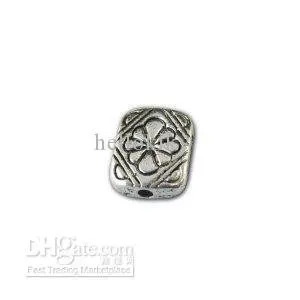 

125pcs Tibetan silver Flower Square Spacer Beads A10658