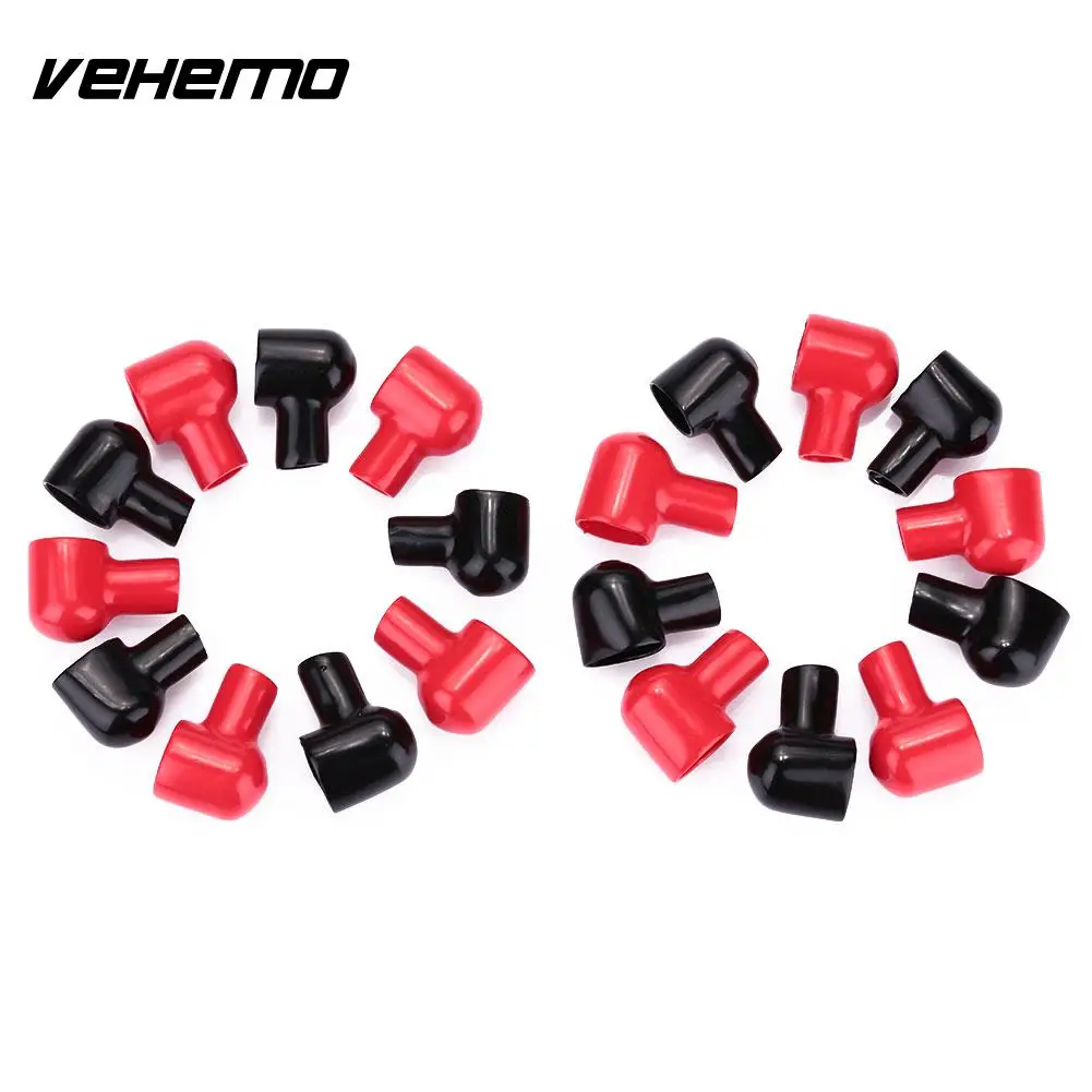 Vehemo 20 шт. клемные ботинки круглая черная красная батарея изоляционные крышки