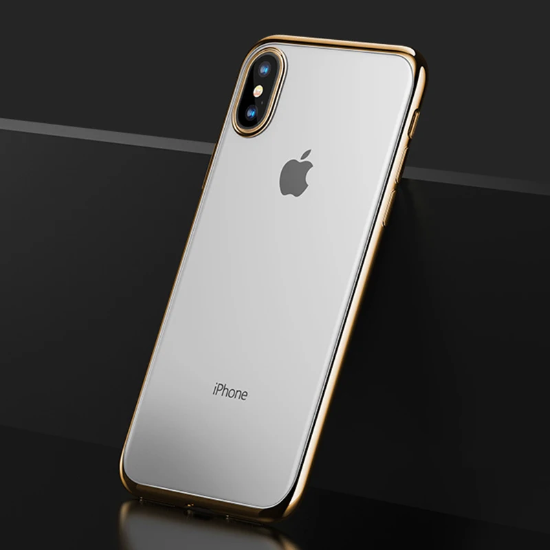 Ультратонкий чехол из ТПУ с покрытием для iPhone XS Max XR X 7 8 6S Plus прозрачный мягкий силиконовый защитный чехол на заднюю панель Fundas