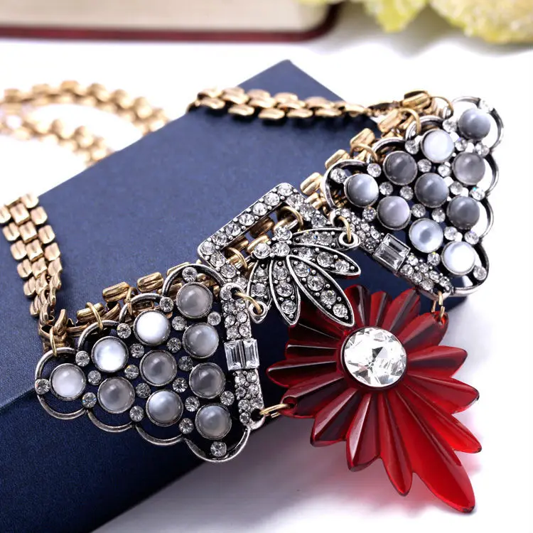 Оптовая цена ожерелье цветок для женщин золотой цвет длинная цепочка модные