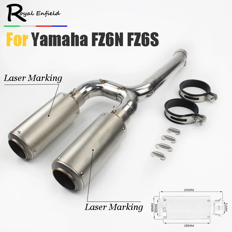 FZ6N FZ6s мотоцикл выхлопной глушитель трубы средней скольжения на Yamaha FZ 6N 6S FZ6