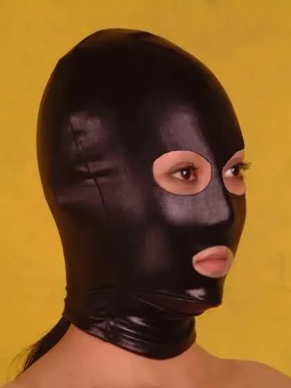 Таинственная сексуальная игрушка для женщин черная латексная маска с капюшоном