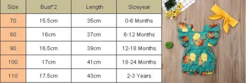 Детский хлопковый комбинезон с рукавами фонариками и ананасами|Ромперы| |