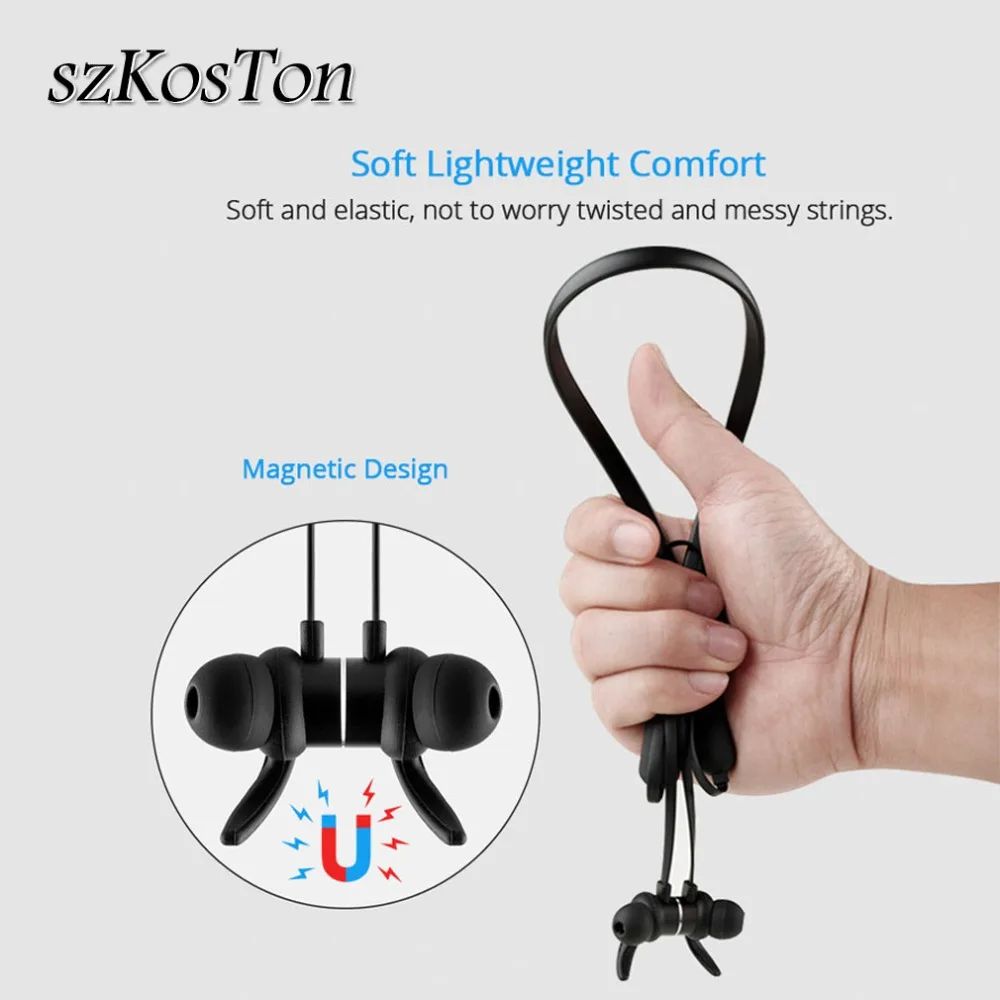 Bluetooth наушники беспроводные магнитная гарнитура с микрофоном водонепроницаемые