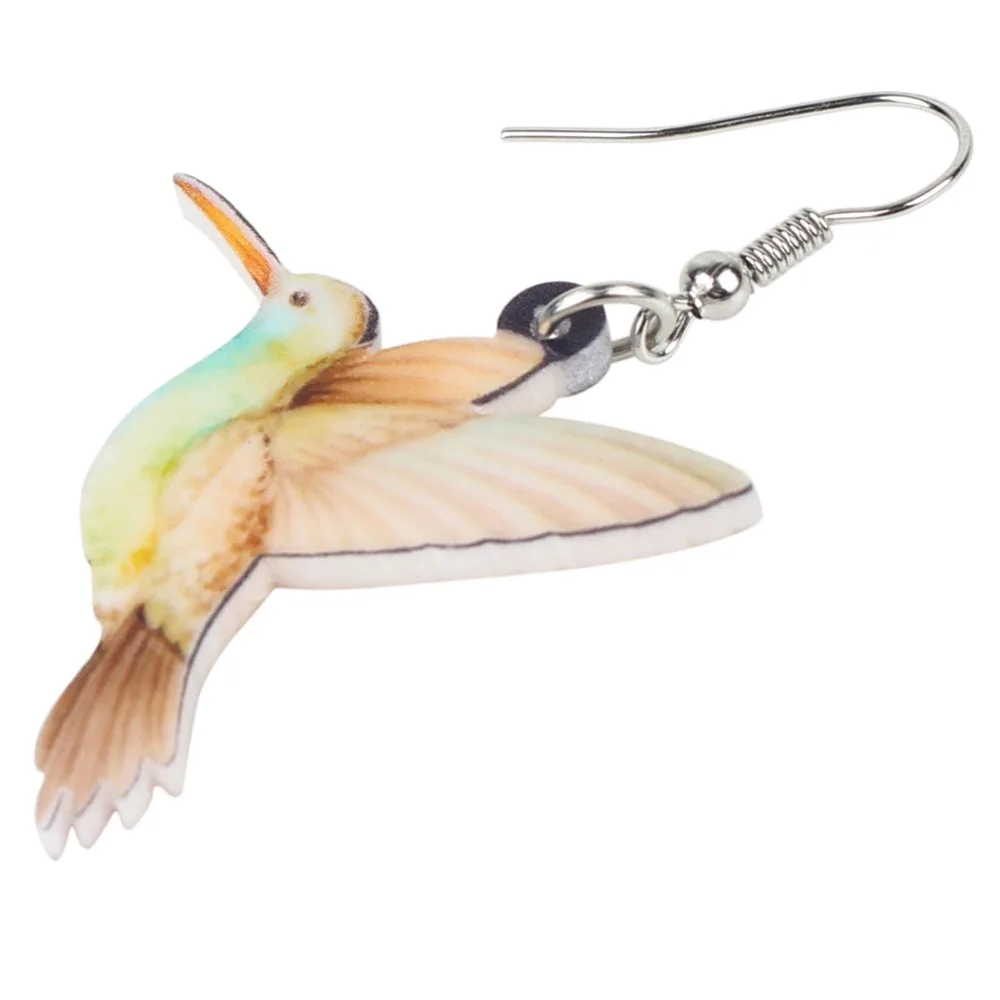 Bonsny акриловые серьги в стиле аниме летающая коричневая птица Колибри большие