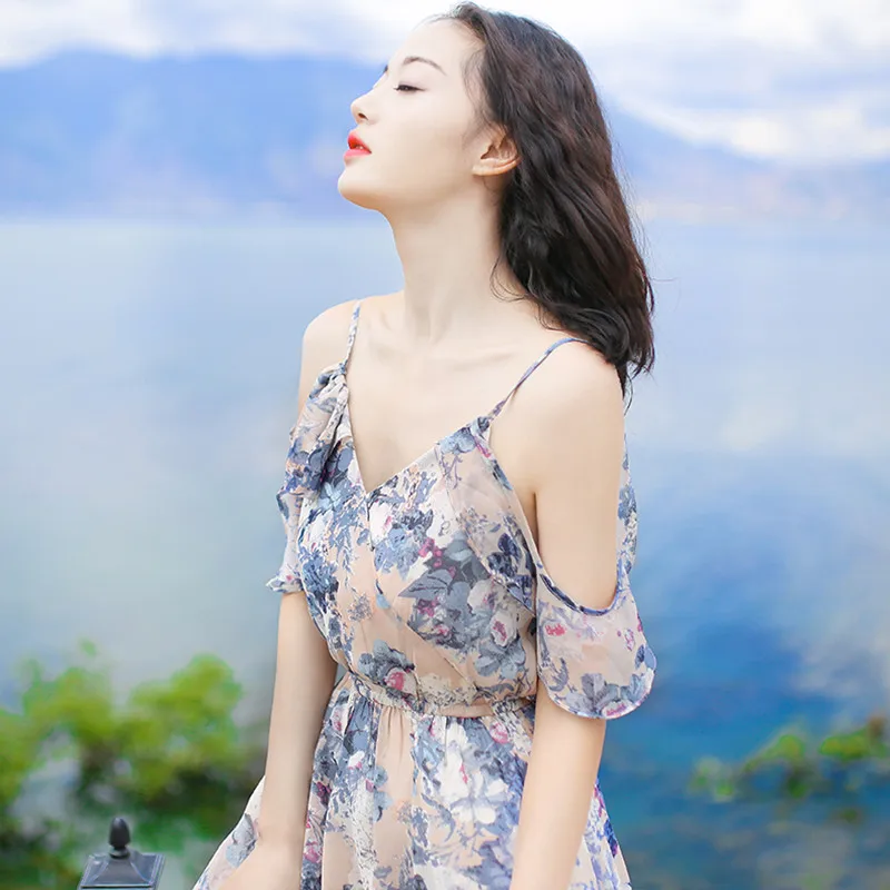 2020 летнее Модное шифоновое платье женское цветочное сексуальное богемное Платье