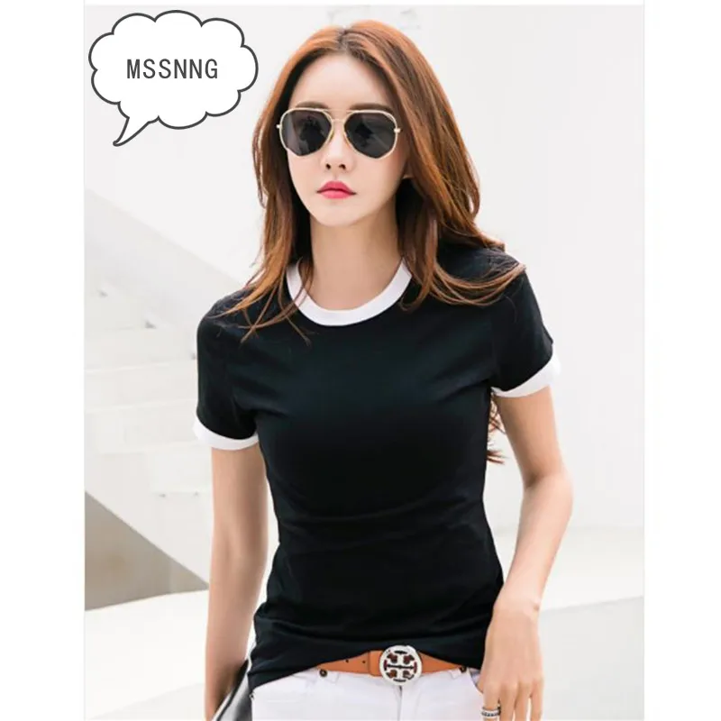 Женская футболка с коротким рукавом MSSNNG2019 хлопковая Футболка контрастных цветов