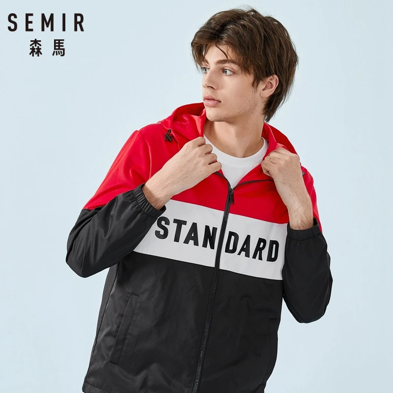 SEMIR Мужская цветная куртка с капюшоном мужская принтом эластичным спортивная на