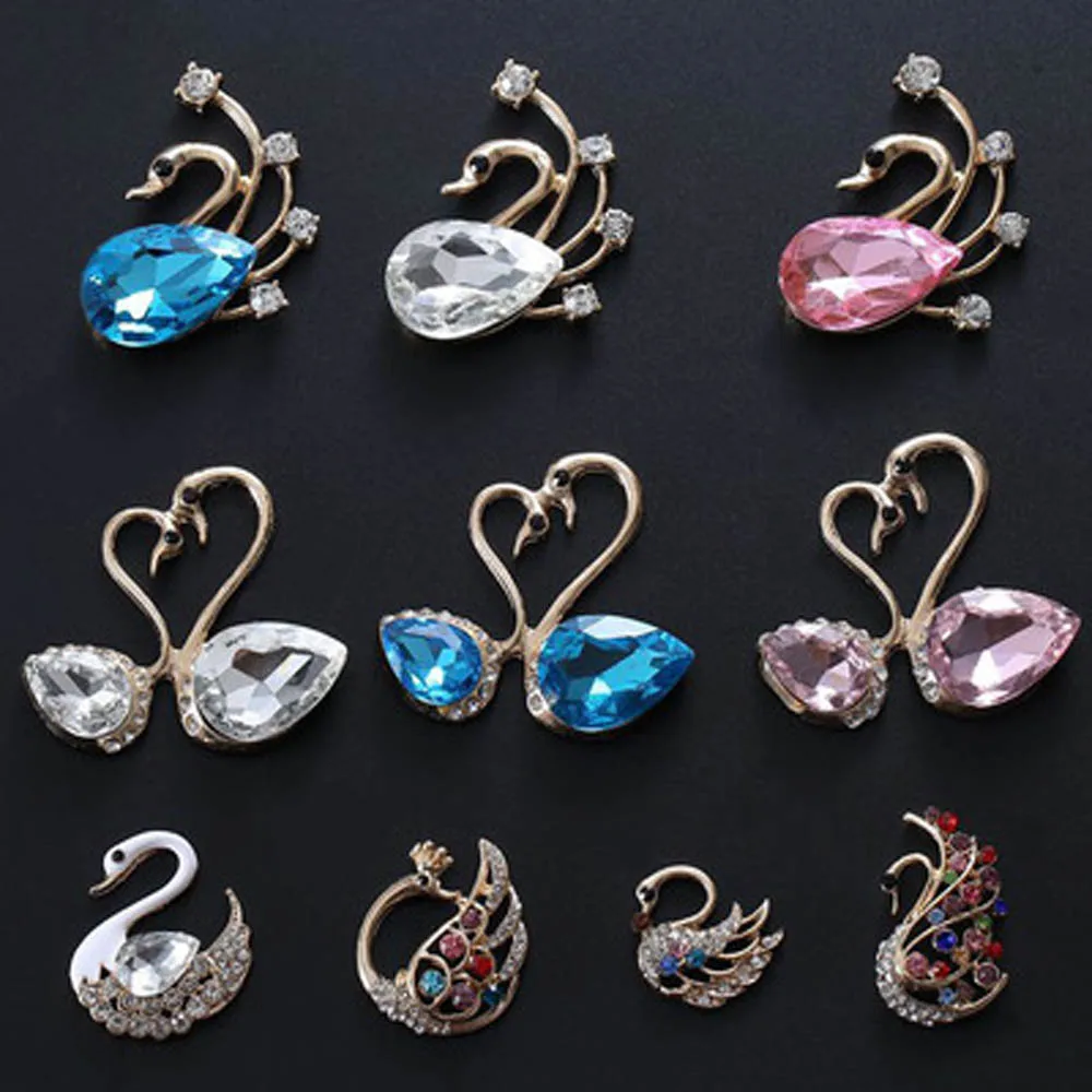 2 шт./лот стразы в виде лебедя с кристаллами пуговицы кнопки для украшения
