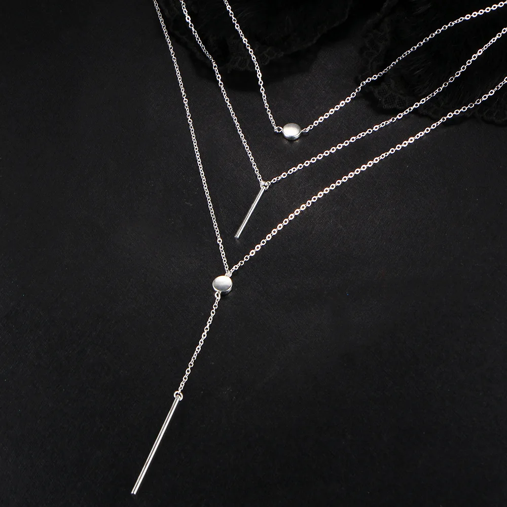 3 слойная цепочка ожерелье золотистого и серебряного цвета сплав металлический