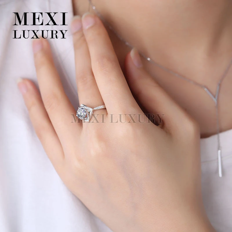 18 К белого золота Moissanites кольцо 1.0CT DEF Цвет Обручение с бриллиантами свадебные
