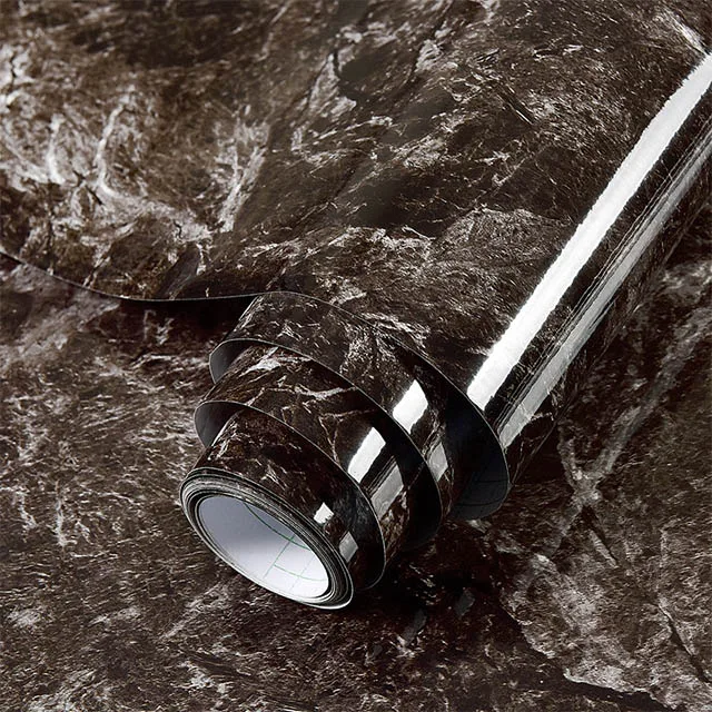Marble Light Black 1 метр водонепроницаемые ПВХ мраморные цветные обои самоклеящиеся современные настенные наклейки для гостиной кухни декор для комнаты пленка - Цвет: Marble Light Black