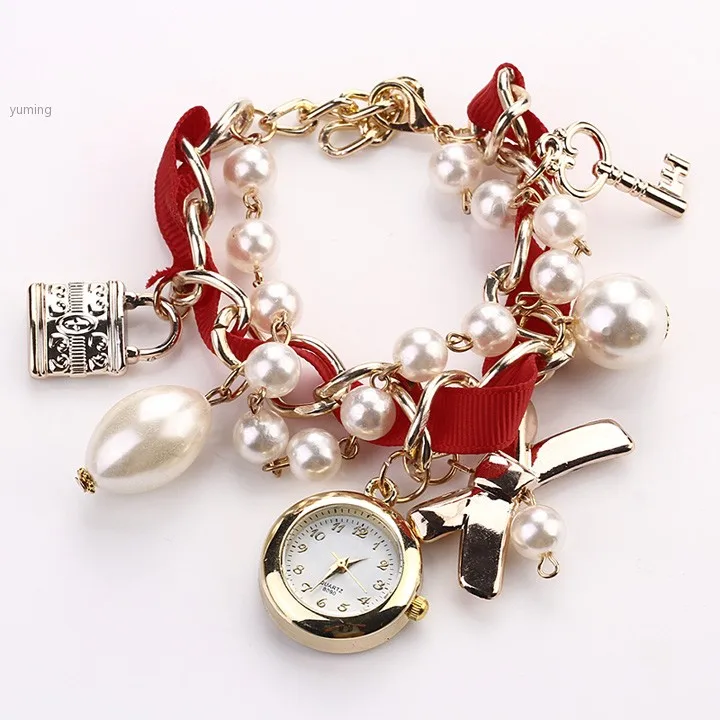 Новинка женщины элегантная дама свободного покроя часы бусины ремень с бантом