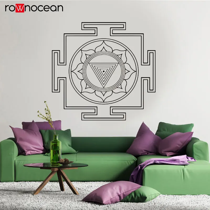 Yantra Йога Будда Мандала Цветок Наклейка на стену Винил Искусство домашний Декор
