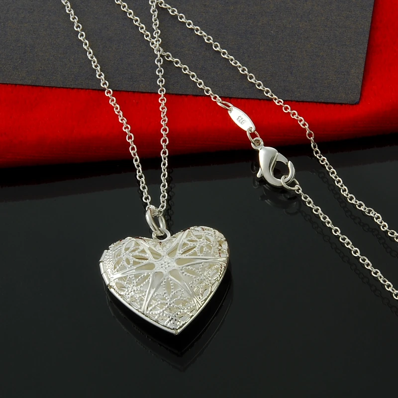 Ожерелья и подвески с серебряным покрытием в форме сердца фоторамкой цепью rolo по