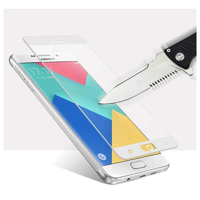 Полное покрытие закаленное стекло протектор экрана для Samsung Galaxy A3 A5 2016 A7 A710 on7