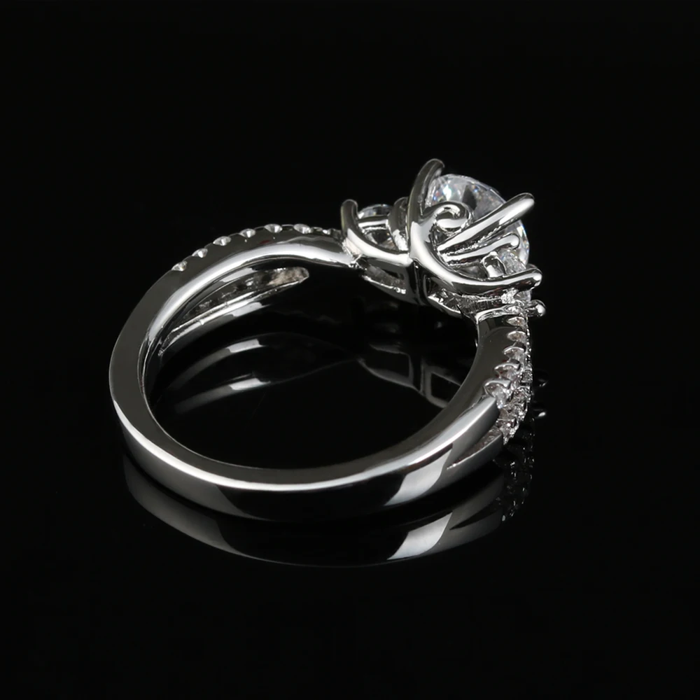 Параболы обручальное кольцо серебро Цвет Круглой Огранки AAA кубического