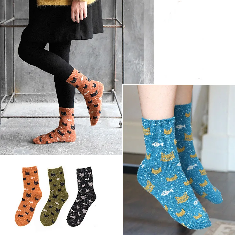 [EIOISAPRA] Симпатичные женские носки с изображением рыбьих рыбок японские теплые