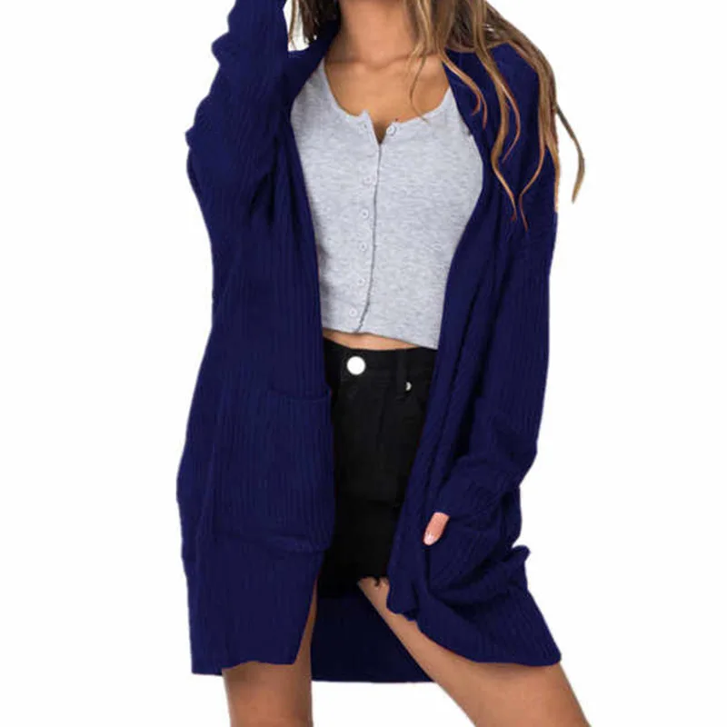 

OMCHION Casaco Feminino 2021 Autumn Winter Pockets Cardigan Women Casual Thick Knit Sweater Coat Loose Plus Size Cardigans LP157