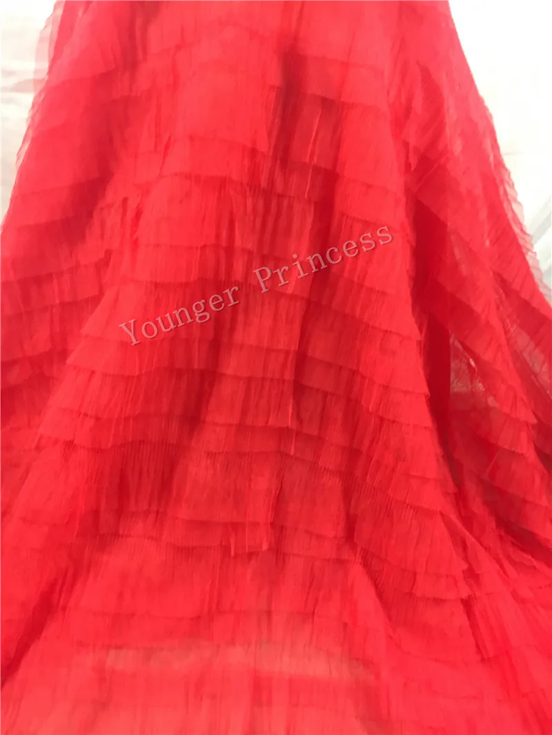 Красная вышитая Тюлевая кружевная ткань высококачественные кружевные товары с