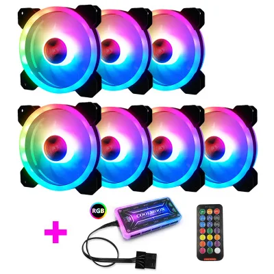 Цветной 120 мм круглый RGB cpu охлаждающий вентилятор+ пульт дистанционного управления с двойной диафрагмой светодиодный светящийся ПК корпус тихий вентилятор водяного охлаждения - Цвет лезвия: Фиолетовый