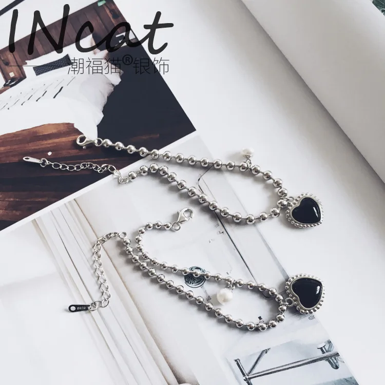 Шанис Новый уникальный 925 стерлингового серебра браслеты и тренде Цвет Черный