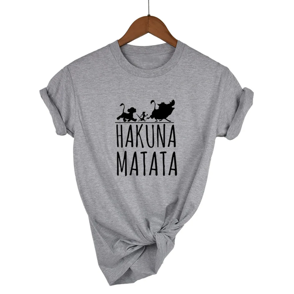 Футболка женская HAKUNA MATATA черная/белая футболка большого размера с героями