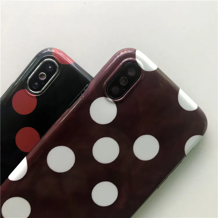 Чехол в горошек винно-красный для iPhone X чехол 8 Plus телефона 6 7 6s XS 7P P 6SP модный