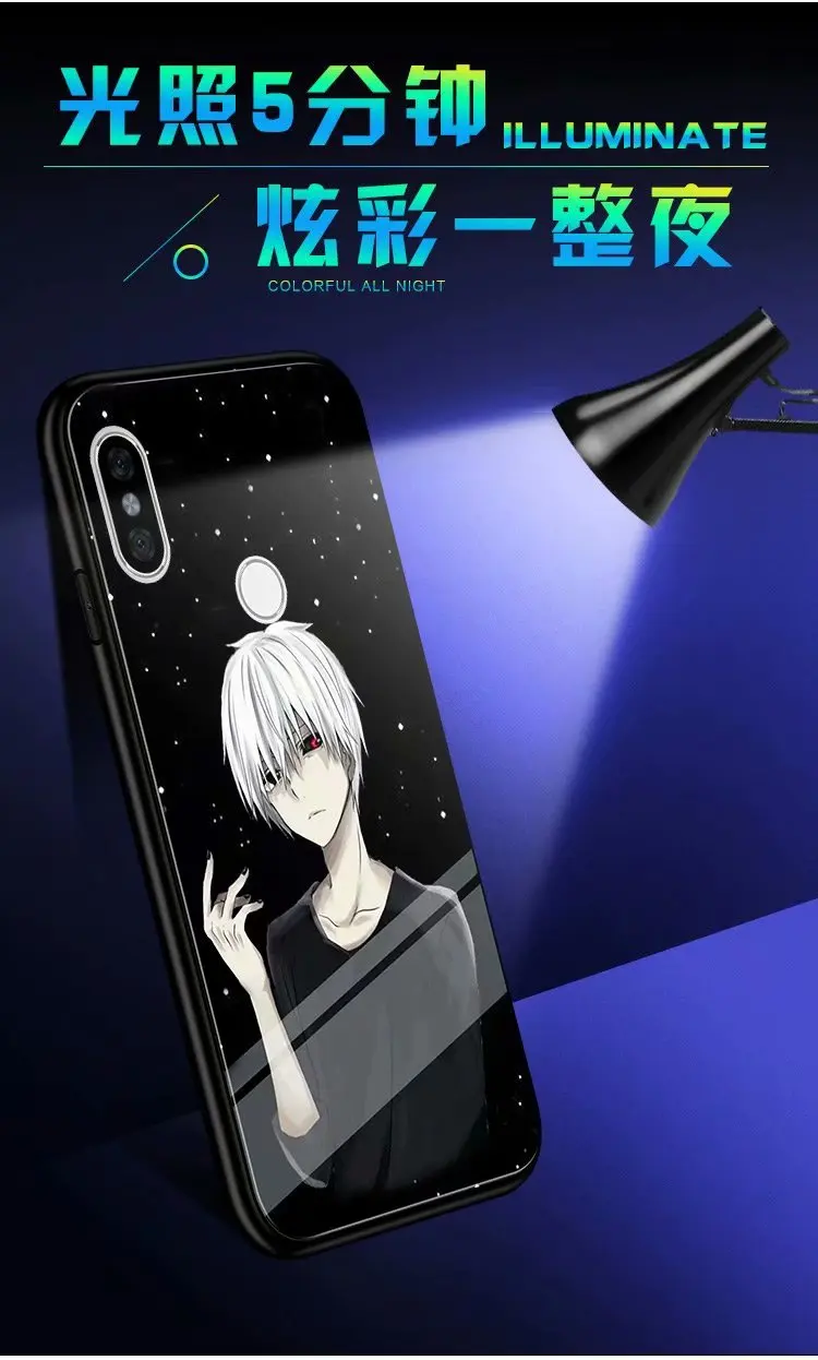 Для Xiaomi Mi 8 A2 Lite чехол Роскошный светящийся жесткий защитный с закаленным стеклом