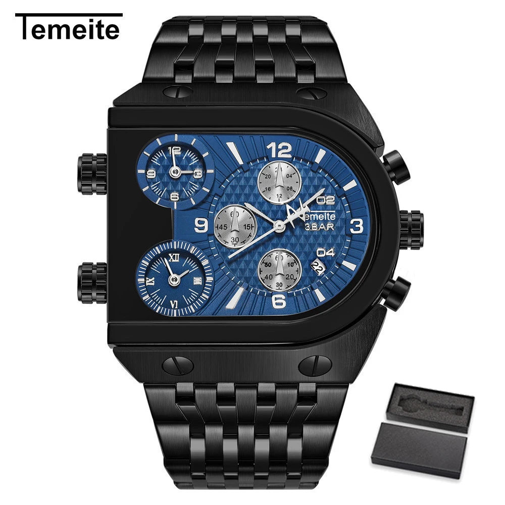 TEMEITE BBE with box Relogio dourado Masculino Лидирующий бренд TEMEITE кварцевые часы мужские военные водонепроницаемые деловые наручные часы Роскошный Золотой подарок часы - Цвет: TEMEITE BBE with box