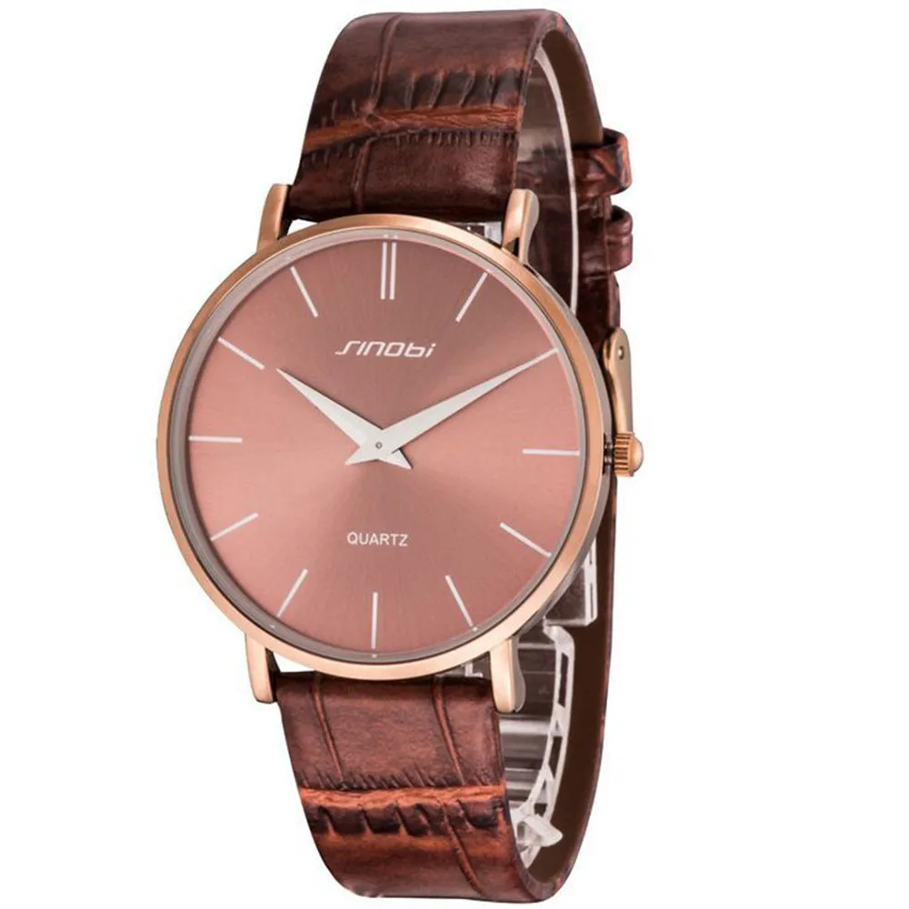 2016 горячая распродажа мужской ультра-тонких часы модернизированный кожаный