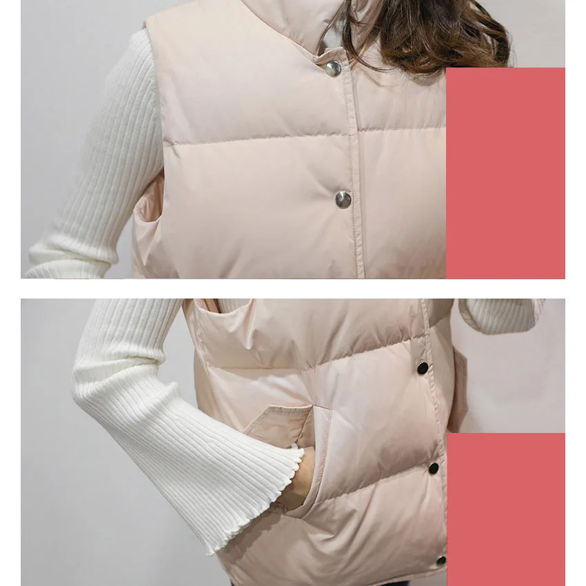 

New arrival 2019 autumn winter loose fit short down vests women stand collar casual waistcoat fashion short outerwear