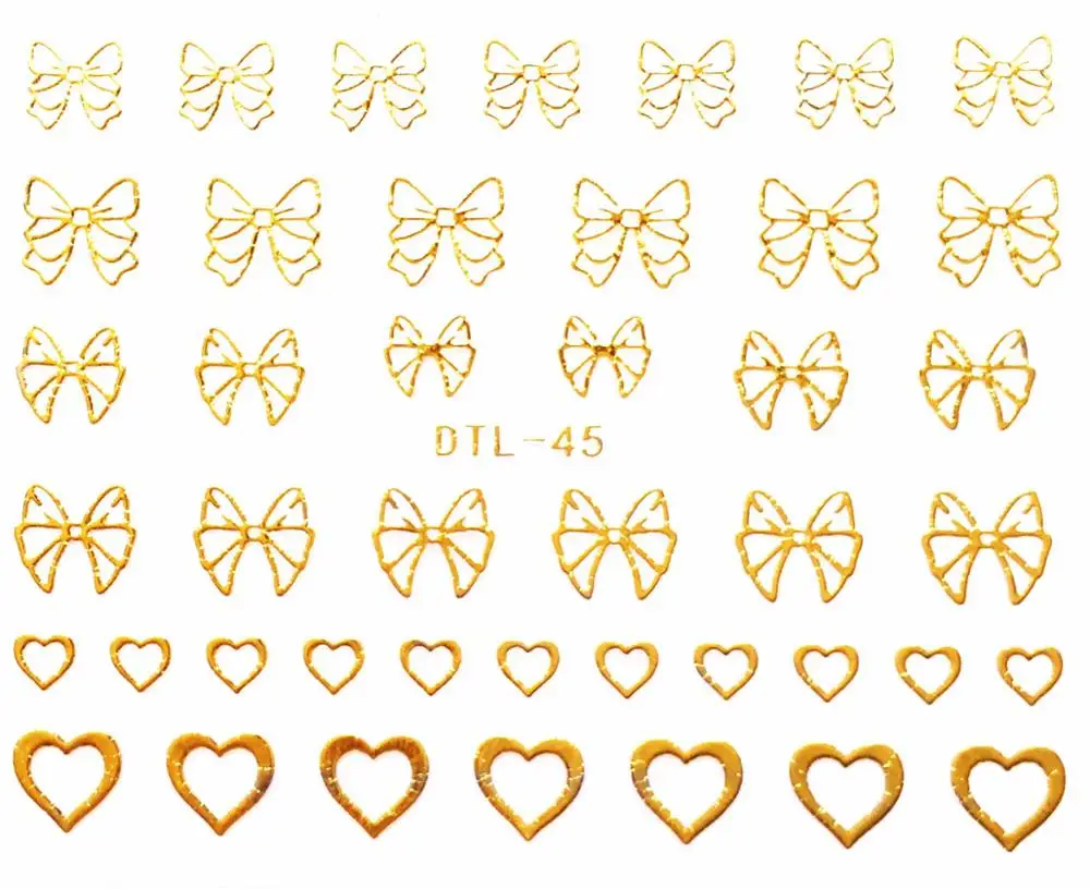 DTL045gold 30 стилей! 1, постельные простыни, модный 3D золотой лак для ногтей Черный наклеиваемые элементы украшения наклейти для дизайна ногтей советы Красота - Цвет: DTL045gold
