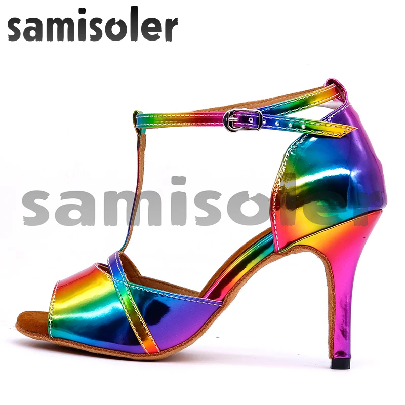 Samisoler/Обувь для латинских танцев яркие цвета радуги женская обувь из