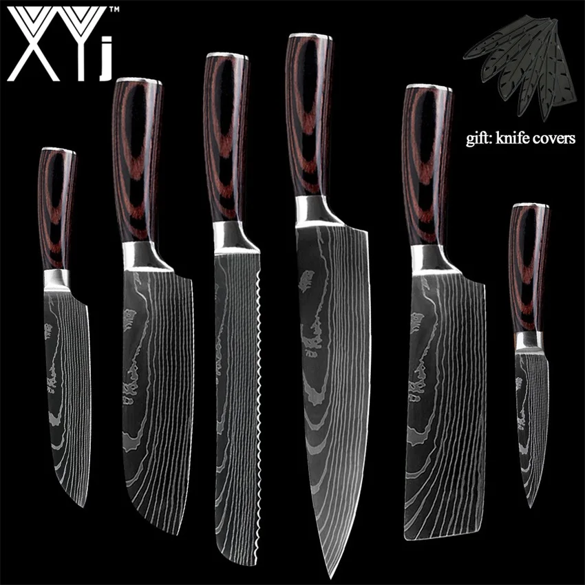 6 Pcs knife XYj кухонные ножи, нож из нержавеющей стали, инструменты, Новое поступление, цветов, деревянная ручка, инструменты для приготовления фруктов, овощей, мяса, аксессуары - Цвет: 6 Pcs knife