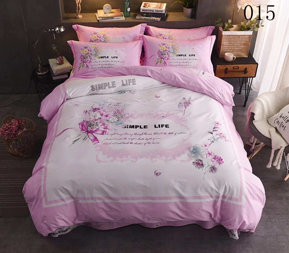 4 шт. хлопок Постельное белье постельное Полный Queen Король Плоский простыня