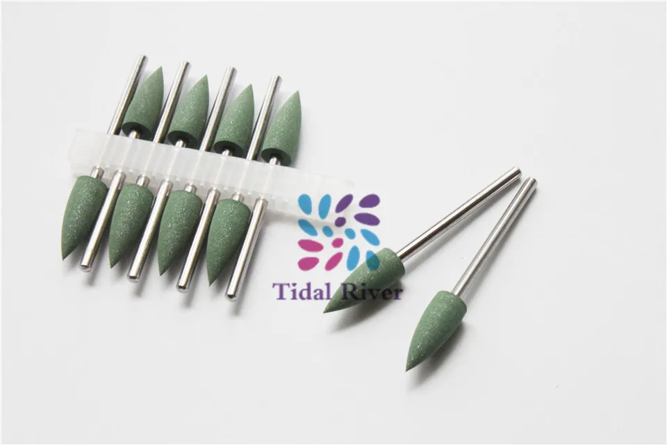 

10pcs Small Green 2.35mm Dental Lab Silicon Rubber Polishers For Fine Polishing