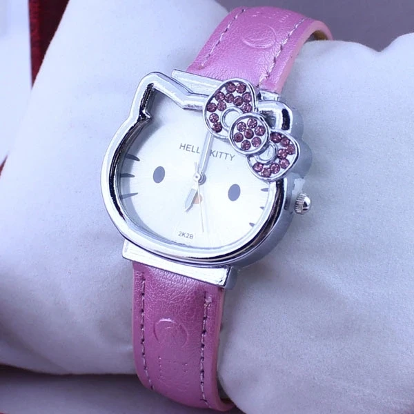 Модные Мультяшные высококачественные часы hello kitty с ремешком KT cat и циферблатом, кварцевые детские Студенческие часы для девочек, подарки для девочек
